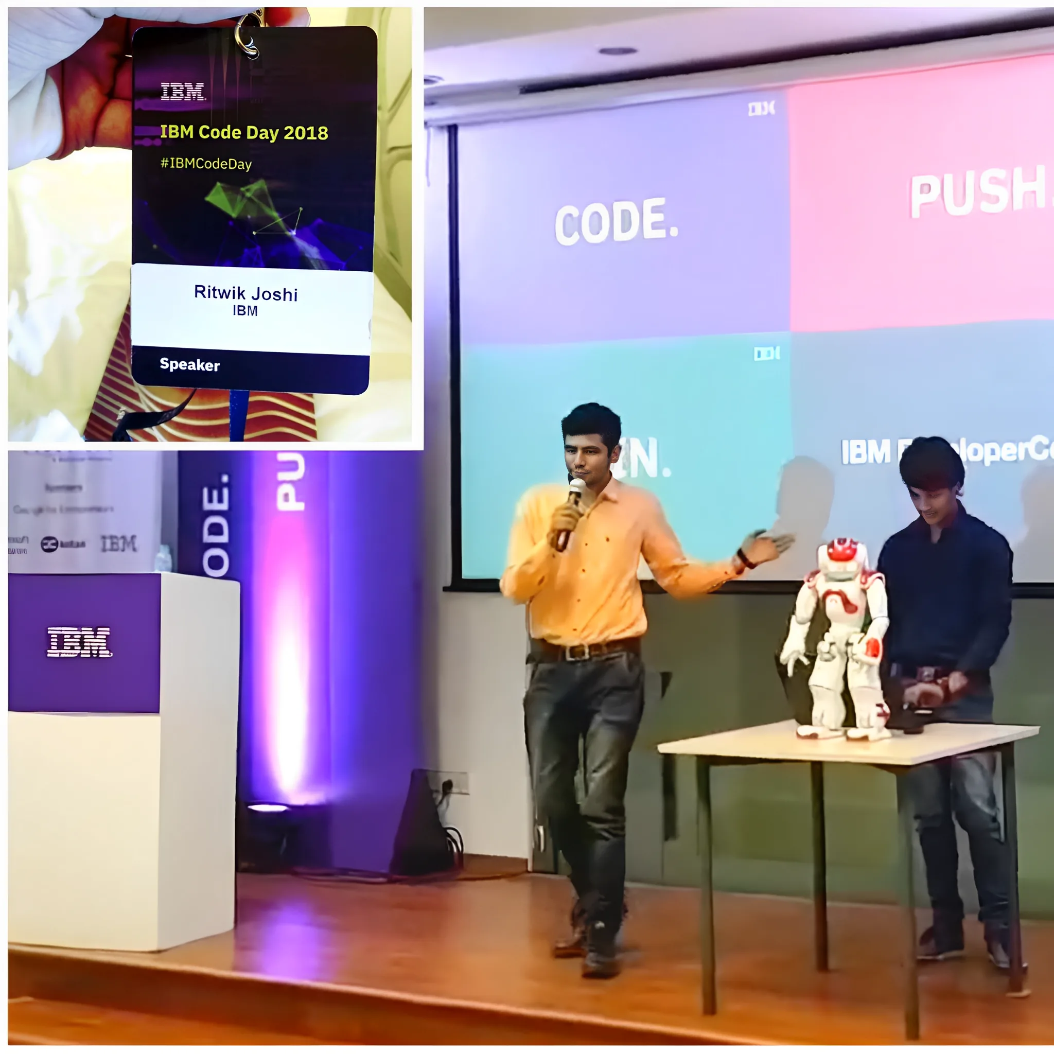 Ritwik Joshi presenting IBM Watson Robotics in Bangalore